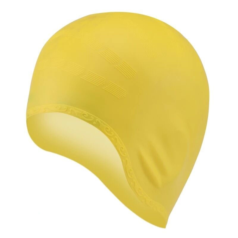 Touca de natação de silicone - orelhas / proteção para cabelos longos - à prova d'água