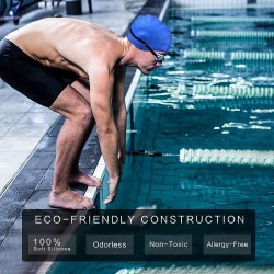 Touca de natação de silicone - orelhas / proteção para cabelos longos - à prova d'água