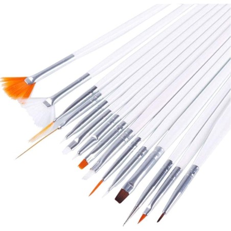 Pincéis de nail art - 15 peças