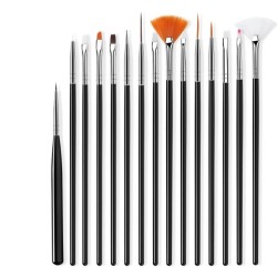 Pincéis de nail art - 15 peças