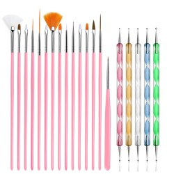 Conjunto de pincéis de nail art - com ferramentas pontilhadas