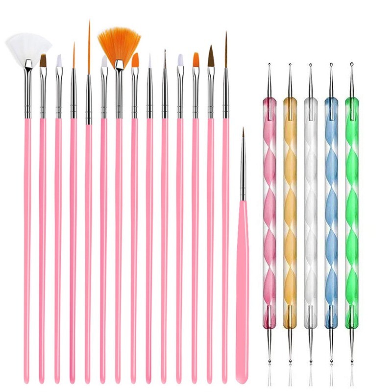 Conjunto de pincéis de nail art - com ferramentas pontilhadas