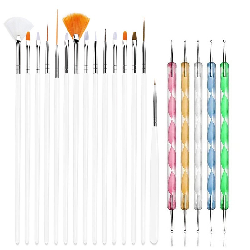 Conjunto de pincéis de nail art - com ferramentas pontilhadas