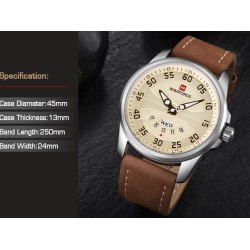 NAVIFORCE - relógio esportivo clássico - quartzo - pulseira de couro - à prova d'água