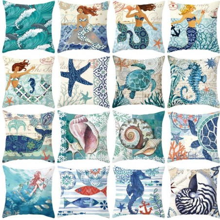 Fronha decorativa - tartaruga - âncora - sereia - 45 cm * 45 cm