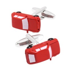 Enamel red car - silver cufflinksCufflinks