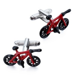 Bicicleta vermelha - abotoaduras prateadas
