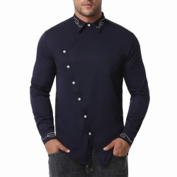 Asymmetrical long sleeve shirt - decorative golden embroideryT-shirts