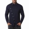 Camisa assimétrica de manga comprida - bordado dourado decorativo