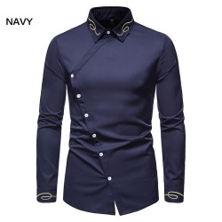 Asymmetrical long sleeve shirt - decorative golden embroideryT-shirts
