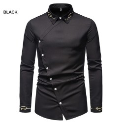 Asymmetrical long sleeve shirt - decorative golden embroideryT-shirts