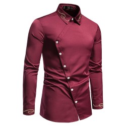 Asymmetrical long sleeve shirt - decorative golden embroideryT-shirts
