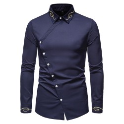 Asymmetrical long sleeve shirt - decorative golden embroideryT-shirts