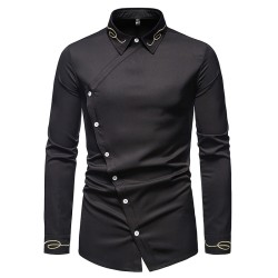 Asymmetrical long sleeve shirt - decorative golden embroideryT-shirts