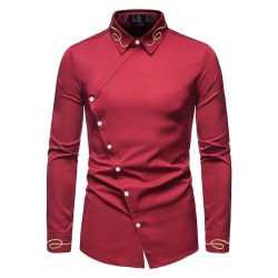 Asymmetrical long sleeve shirt - decorative golden embroideryT-shirts