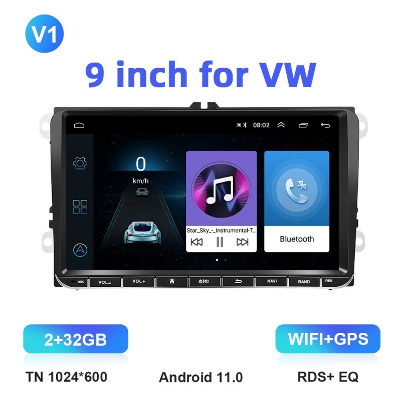 Auto rádio - 2 Din - 9 polegadas - Android 11 - 2GB - 32GB - Bluetooth - GPS - carplay - para Volkswagen Golf 5 6 Passat