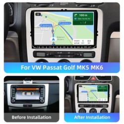 Car radio - 2 Din - 9 inch - Android 10 - 8GB - 128GB - Bluetooth - GPS - carplay - for Volkswagen Golf 5 6 PassatDin 2