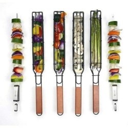 Cesto para grelhar churrasco - ferramenta para assar carne/legumes