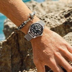 PAGANI - relógio automático de aço inoxidável - pulseira de malha - à prova d'água - preto