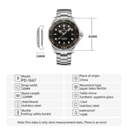 PAGANI - relógio automático de aço inoxidável - pulseira de malha - à prova d'água - preto