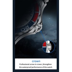 PAGANI - relógio automático de aço inoxidável - pulseira de malha - à prova d'água - branco