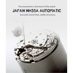PAGANI - relógio automático de aço inoxidável - pulseira de malha - à prova d'água - branco