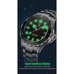 PAGANI - relógio automático de aço inoxidável - pulseira de malha - à prova d'água - branco