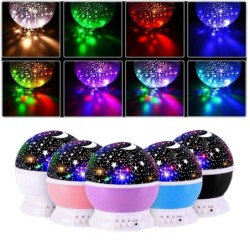 Lâmpada noturna LED - projetor de céu estrelado - giratória - 3W