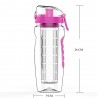 Garrafa de água / infusor de frutas - BPA Free - 800ml / 1000ml
