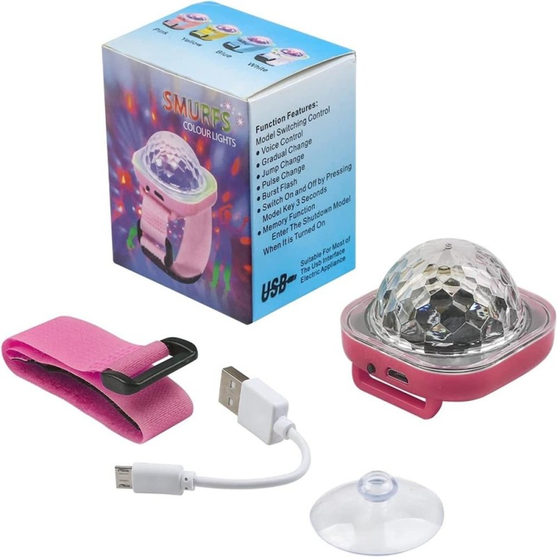 Mini luz de discoteca LED - projetor de estrelas - pulseira - USB - RGB