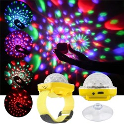 Mini luz de discoteca LED - projetor de estrelas - pulseira - USB - RGB