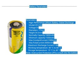 Bateria de lítio original - CR123A - 1600 mAh - 20 peças
