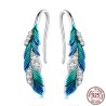 Green-blue crystal feathers - earrings - 925 sterling silverEarrings