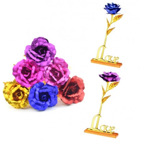 Rosa dourada Infinity - com suporte Love - caixa