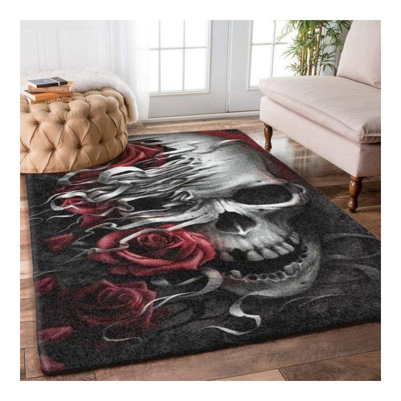 Decorative geometric carpet - non slip - skull / rosesCarpets