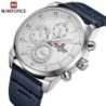 NAVIFORCE - elegante relógio de quartzo - pulseira de couro - à prova d'água - branco