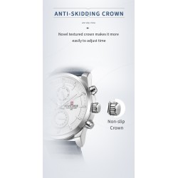 NAVIFORCE - elegante relógio de quartzo - pulseira de couro - à prova d'água - branco