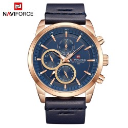 NAVIFORCE - fashionable Quartz watch - leather strap - waterproof - rose gold / blueWatches