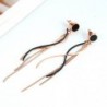 Long tassels earrings - rose gold / black enamel - stainless steelEarrings