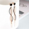 Long tassels earrings - rose gold / black enamel - stainless steelEarrings
