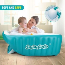 Banheira de bebê inflável - piscina - portátil - dobrável - antiderrapante - ursinho de desenho animado