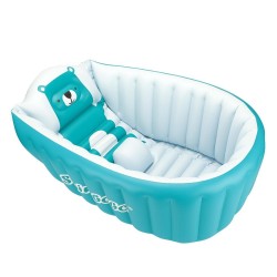 Banheira de bebê inflável - piscina - portátil - dobrável - antiderrapante - ursinho de desenho animado