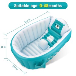 Banheira de bebê inflável - piscina - portátil - dobrável - antiderrapante - ursinho de desenho animado