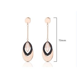 Brincos longos em ouro rosa - círculos ovais triplos