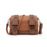 Bolsa tiracolo pequena - estilo punk - estampa de caveiras - rebites