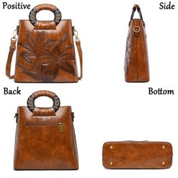 Bolsa de ombro elegante em couro - flores estampadas