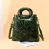 Elegant leather shoulder bag - printed flowersHandbags