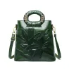 Elegant leather shoulder bag - printed flowersHandbags