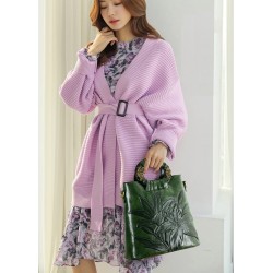 Bolsa de ombro elegante em couro - flores estampadas