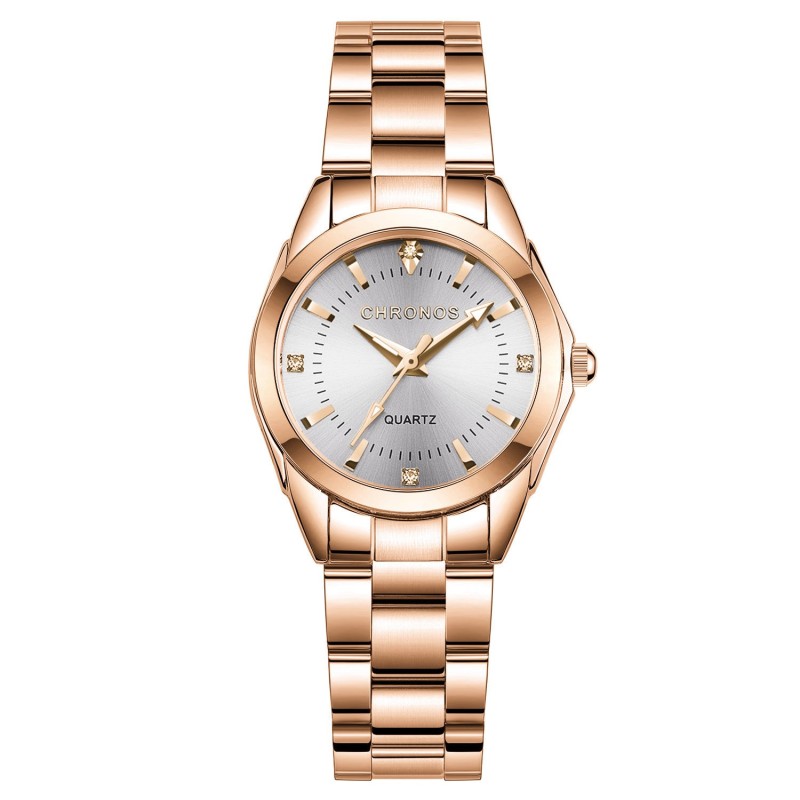 CHRONOS - relógio de quartzo dourado de luxo - aço inoxidável